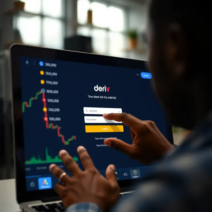 User entering login credentials on Deriv platform interface