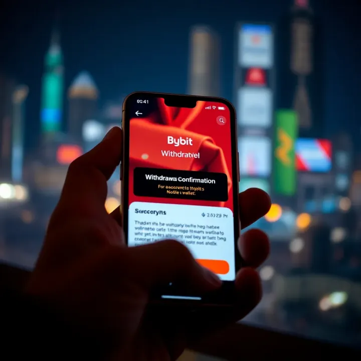 Digital wallet interface showing a successful cryptocurrency withdrawal confirmation on a mobile device