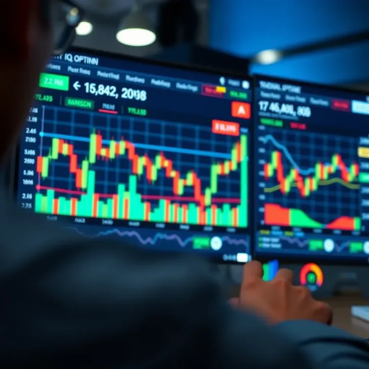 Illustration showing a secure financial trading platform interface with charts and analytics