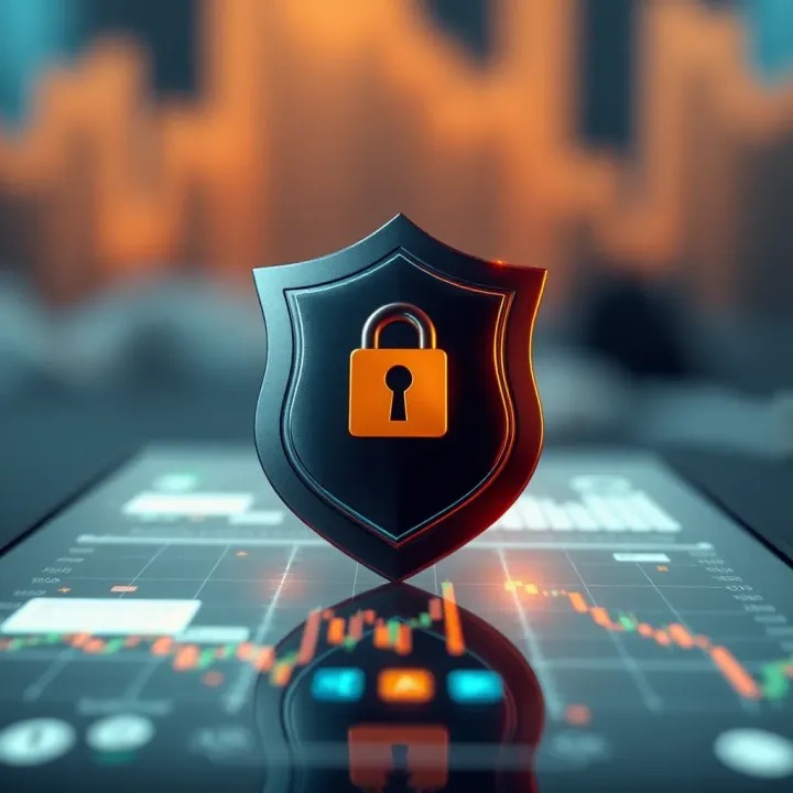 Illustration of digital security shield protecting financial transactions on trading app