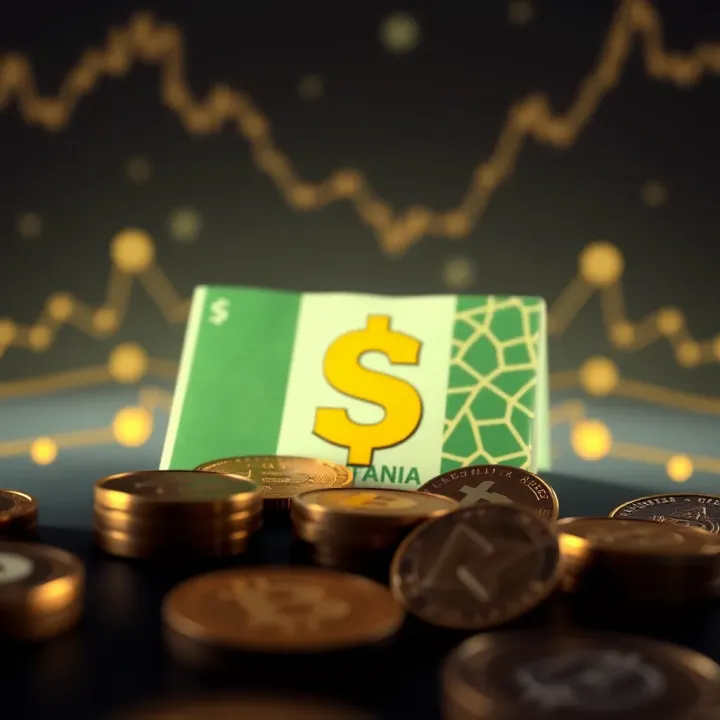 Illustration of Nigerian currency symbol alongside digital tokens representing cryptocurrency investment