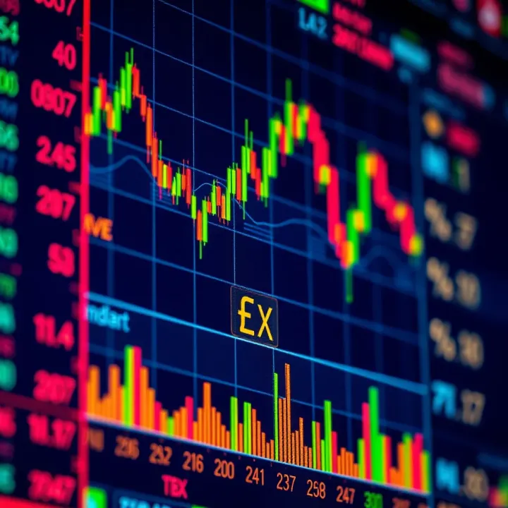 Digital display of forex market data with currency symbols