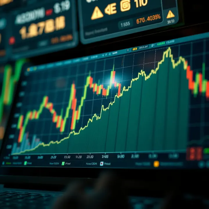 Graph showing upward trend in currency trading profits