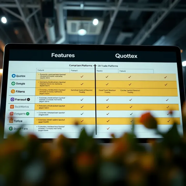 Comparison chart illustrating features and benefits of Quotex versus other trading platforms
