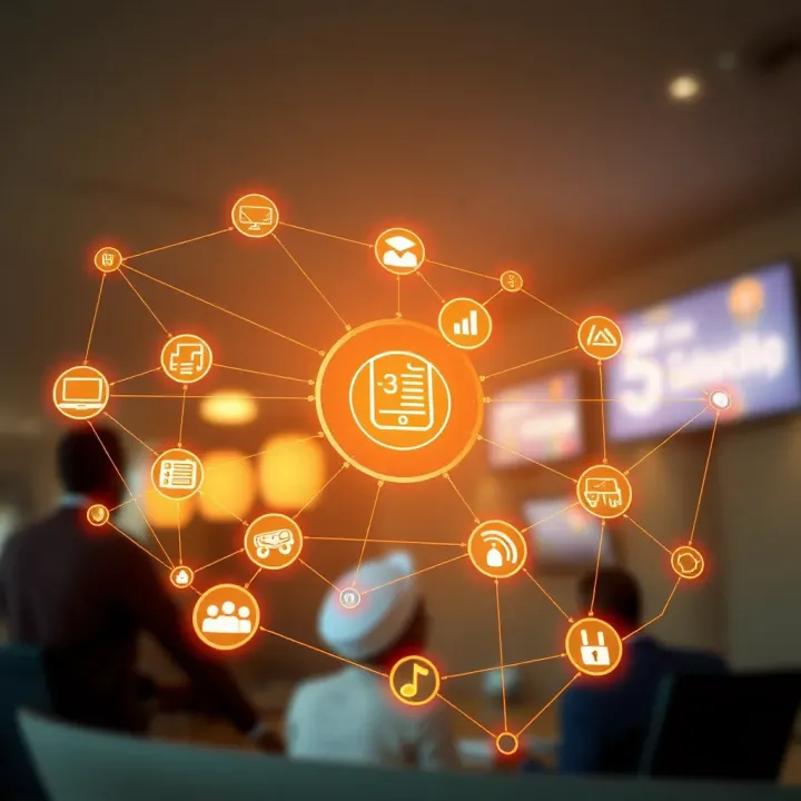 Illustration of digital network connecting multiple services and benefits within Nigeria's digital ecosystem