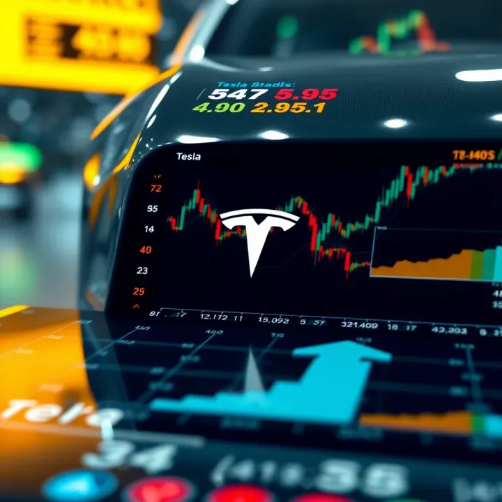 Visual representation of factors influencing Tesla stock including market trends and economic indicators