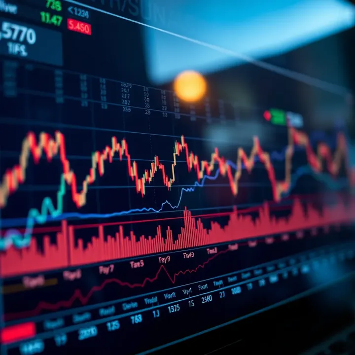 Line chart illustrating stock price trends with key indicators over time