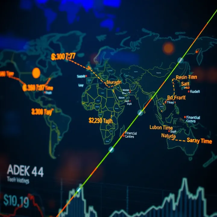 World map highlighting major Asian financial centers and their trading hours relative to Nigerian time