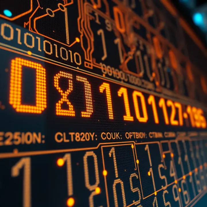 Diagram showing binary digits representing numerical values in a digital circuit