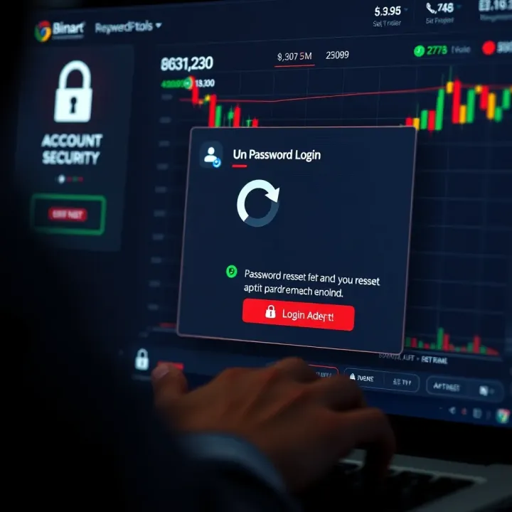 Troubleshooting login issues with password reset options and security alert notifications on trading platform