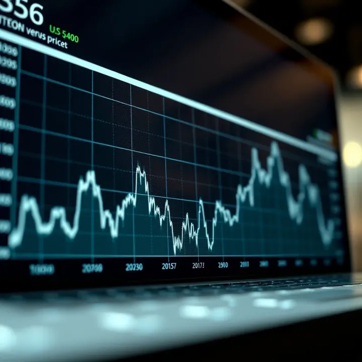 Graph showing fluctuations in Bitcoin price against the US dollar over time