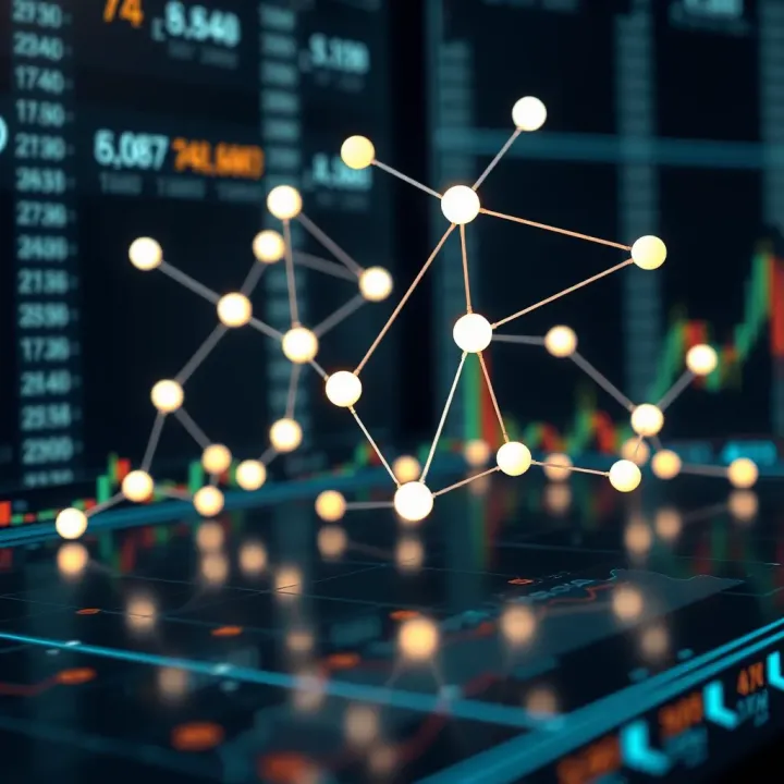 Conceptual depiction of digital trading platform with connected nodes symbolizing automatic trade replication