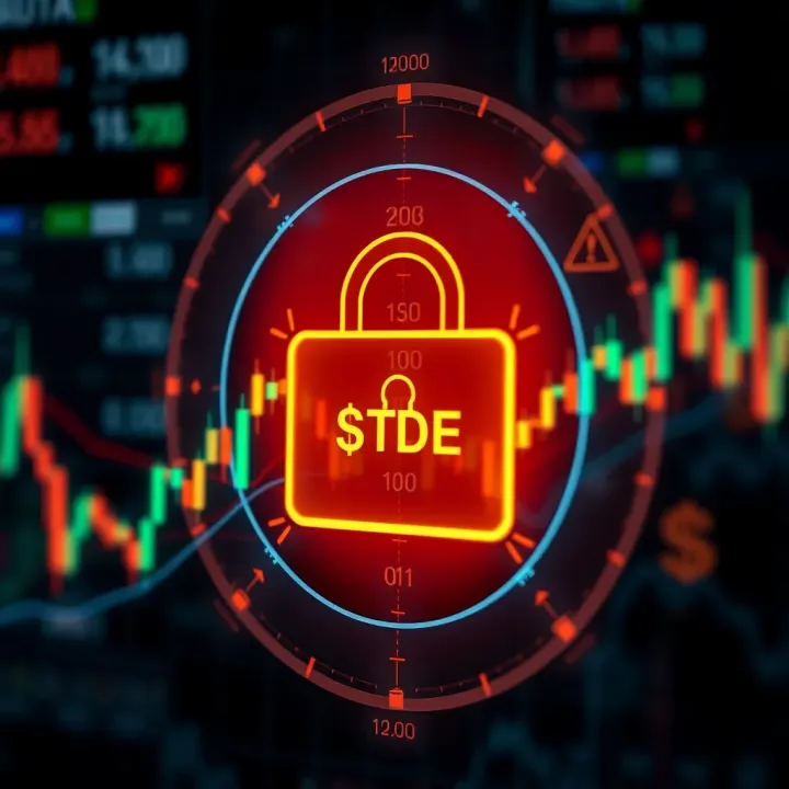 Secure financial transaction concept with digital lock and currency symbols
