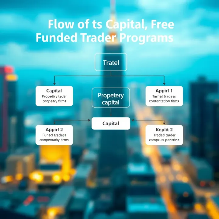 Diagram showing the flow of capital from proprietary firms to traders in funded trader programs