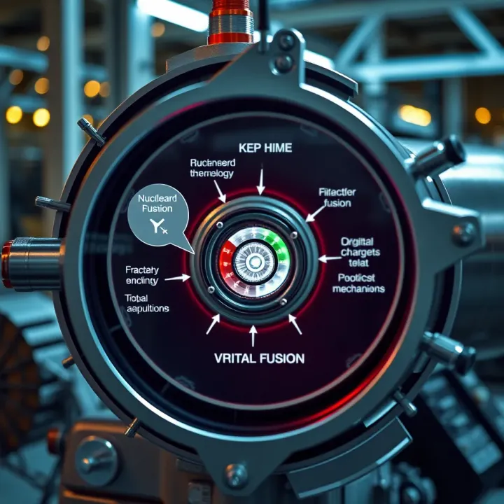 Diagram showing key components and mechanisms of nuclear fusion technology