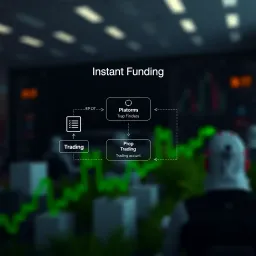 Diagram illustrating instant funding flow from prop trading firm to trader's account