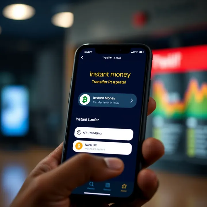 Digital interface showing instant money transfer and approval on mobile device