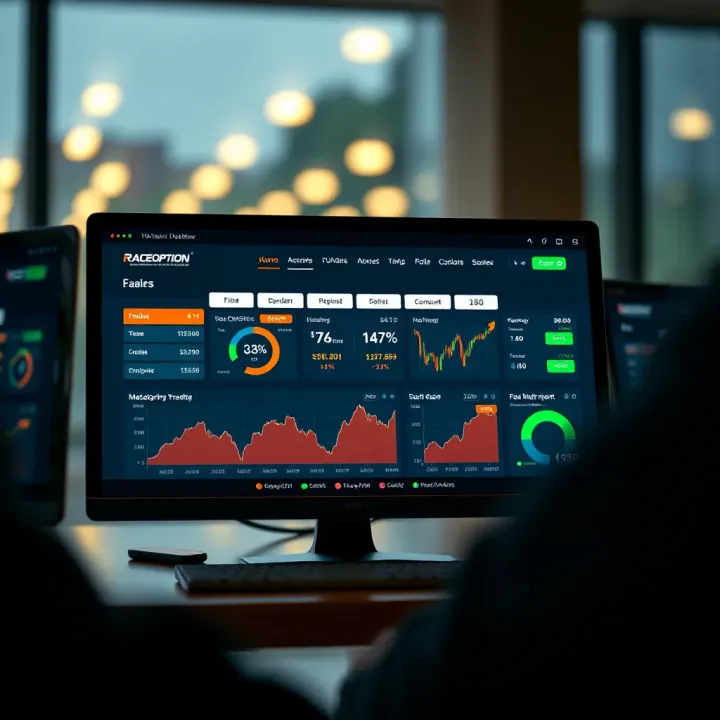 Dashboard overview of Raceoption trading platform highlighting key features for account management