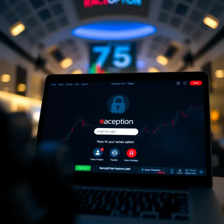 User interface displaying the Raceoption login screen with secure access elements