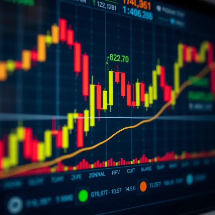 Detailed candlestick chart highlighting breakout points and trend reversals