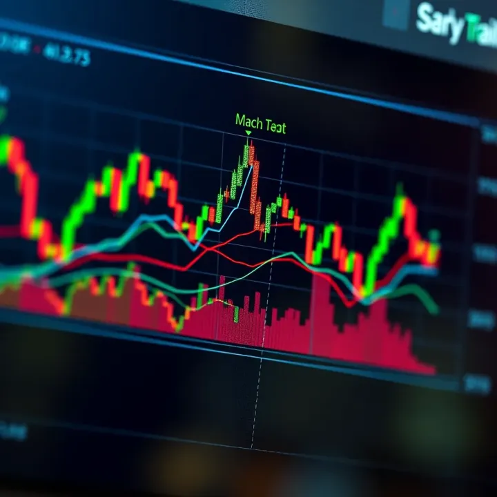 Chart illustrating multiple classic trading patterns including triangles and double tops