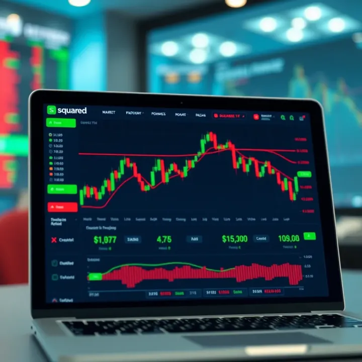 Digital financial trading interface showing market data and charts