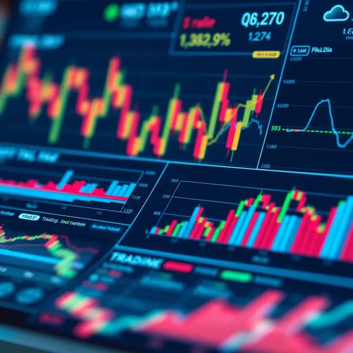 Financial graphs and charts illustrating market predictions and trends