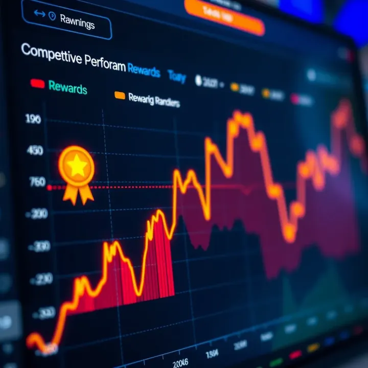 Graph showing competitive trader performance with highlighted rewards and rankings