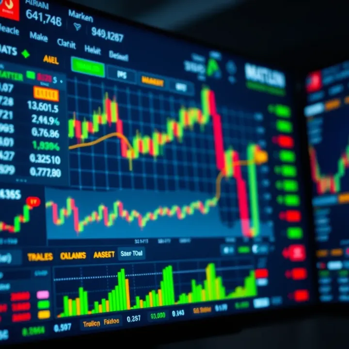 Interface of a digital trading platform showing various financial assets and live market data
