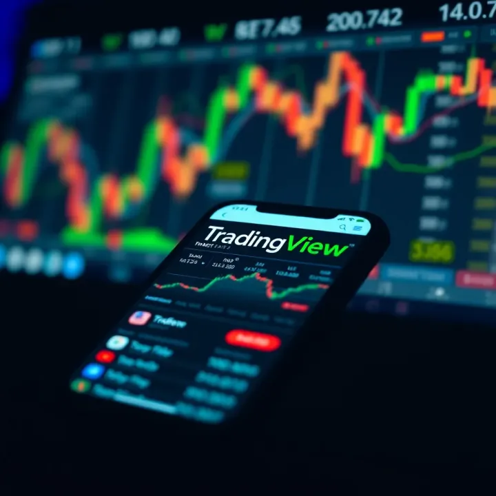 Mobile device showing TradingView app interface with live cryptocurrency price updates and social trading insights