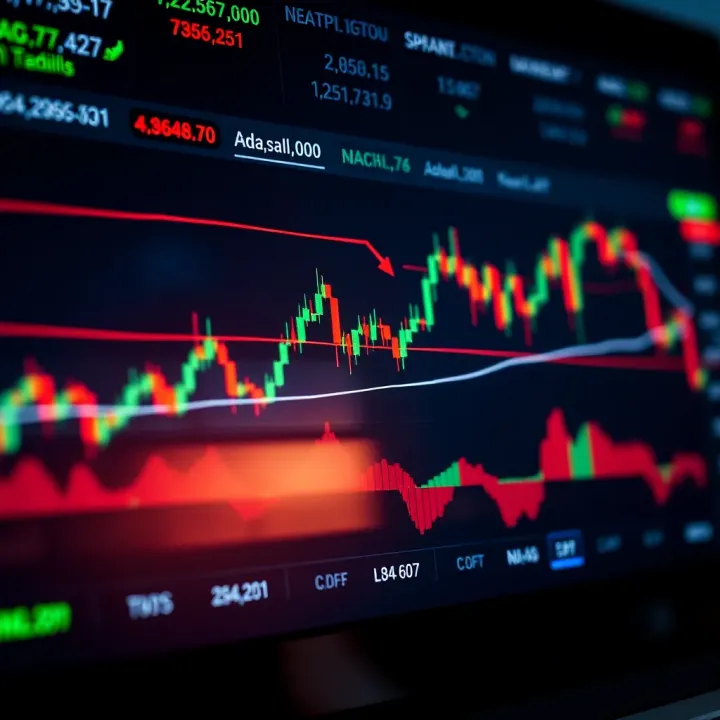 Graph displaying the price movement of the Volatility 75 Index with trend lines and indicators on a trading platform interface