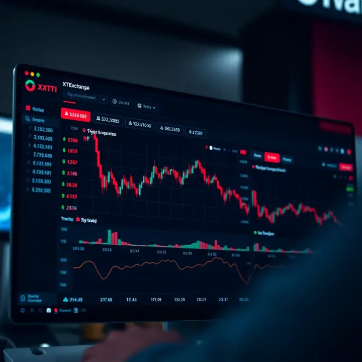 Dashboard of XT Exchange showing various cryptocurrency trading options and market trends