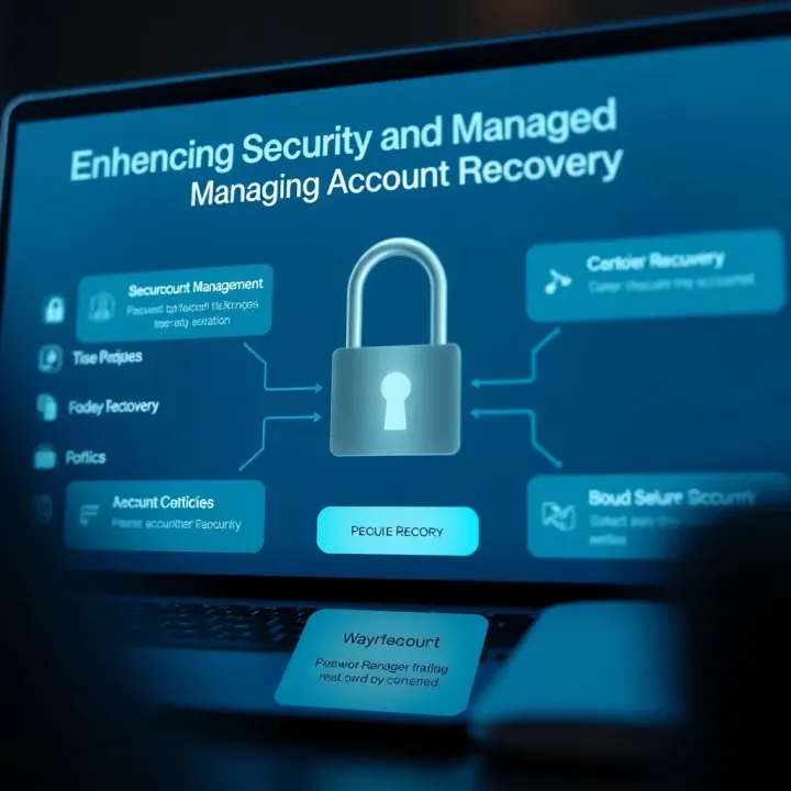 Diagram illustrating secure account management and password recovery options on Ventezo platform