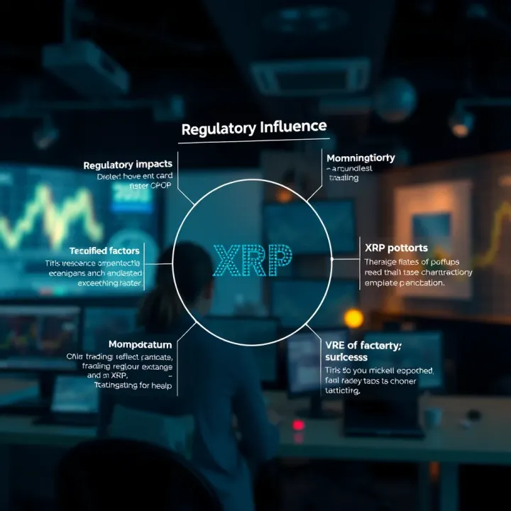 Diagram illustrating regulatory impacts and technical factors affecting XRP value